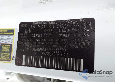 2015 Kia Optima Lx from USA, damaged, VIN KNAGM4A77F5585500